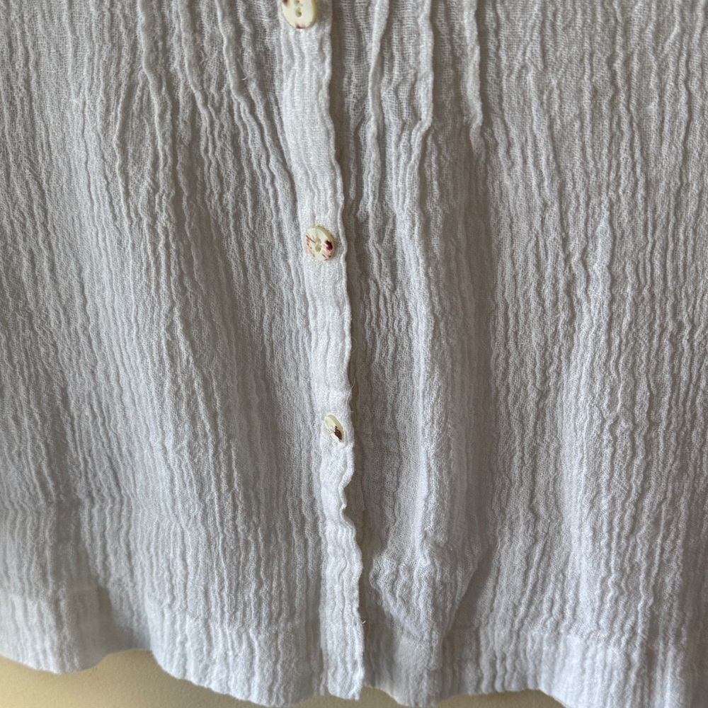 Pure Jill Linen White Lightweight Gauze Button-Front Shirt - Picture 4 of 6